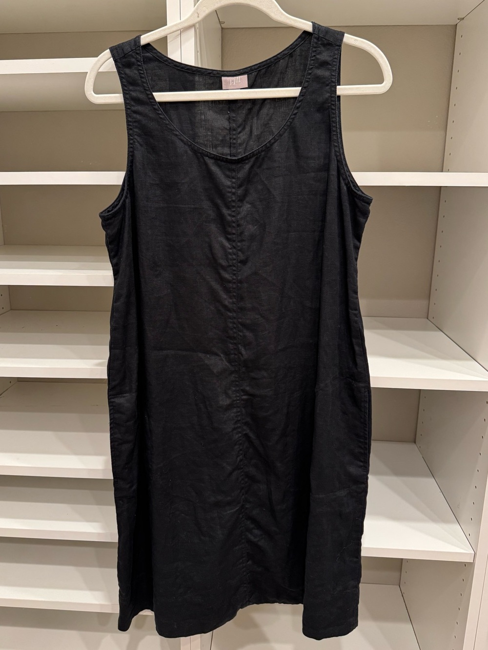 J.Jill 100% Linen Black Shift Sleevless Dress, Size M
